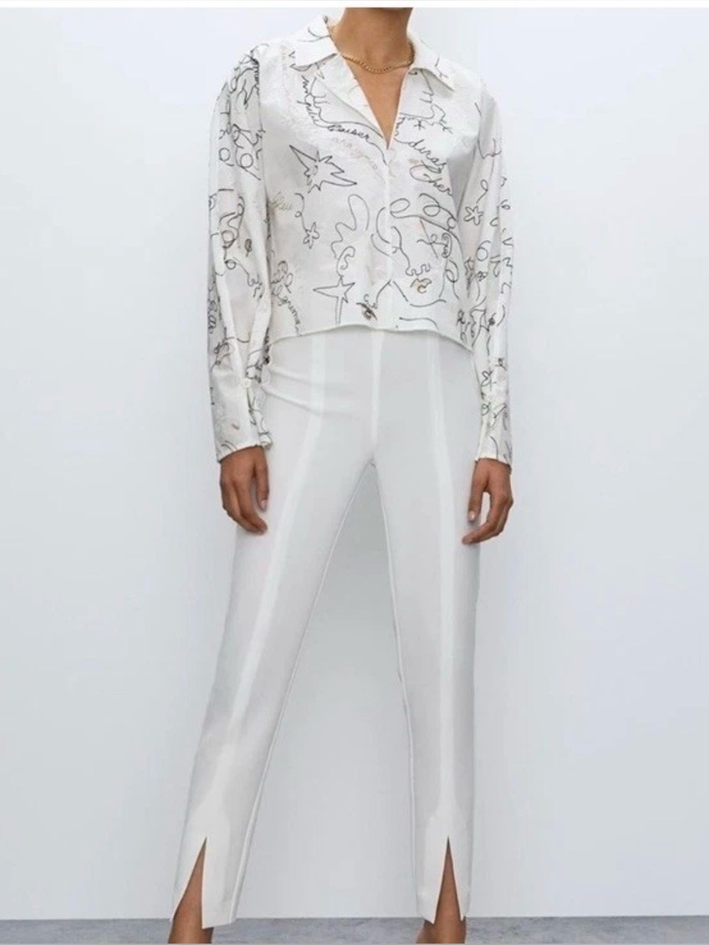 Babaton Atelier White Side Zip Front Slit Pants Size 10